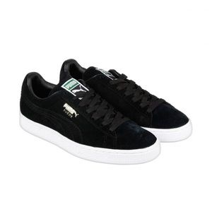 Puma Suede Classic+ Black Team Gold White Mens Lace Up Sneakers BRAND NEW